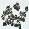 25 7x5mm Antique Silver Ridged Oval Metal Beads
